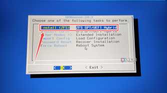 Picking the Install (ZFS) option in the OPNsense installer wizard