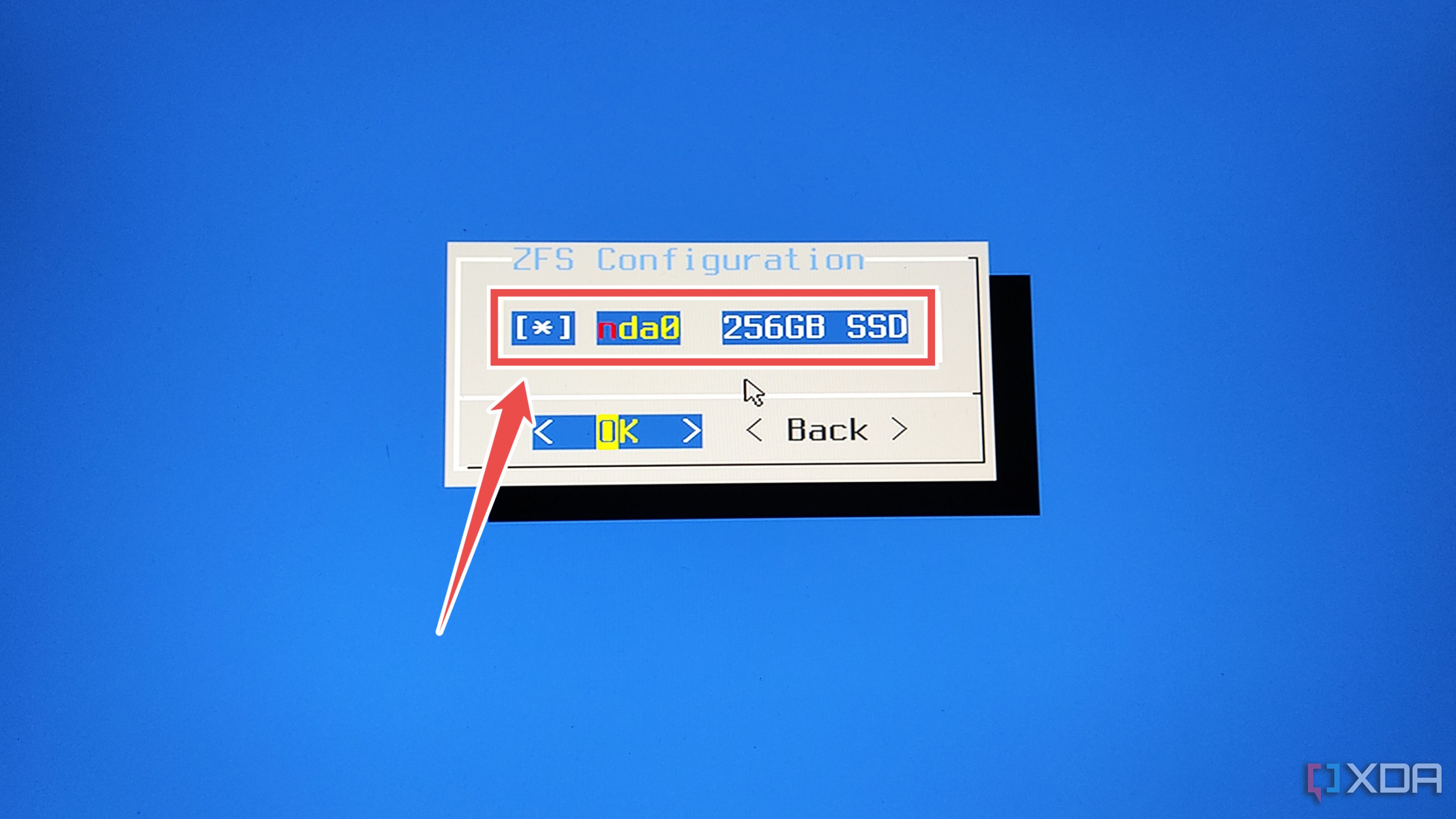 Selecting a drive in the OPNsense installer wizard