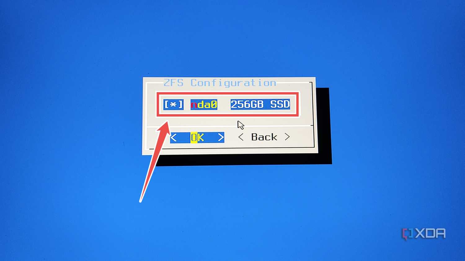 Selecting a drive in the OPNsense installer wizard