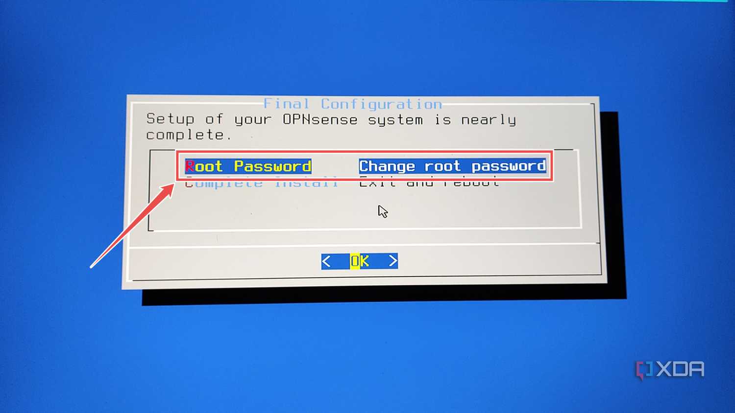 Selecting the Root Password in the OPNsense installer wizard