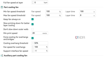 Orca Material Settings - Cooling