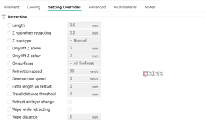 Orca Material Settings - Overrides