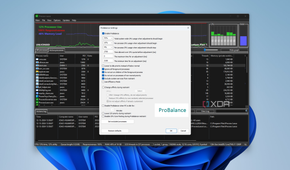Screenshot of Process Lasso with ProBalance settings open for managing the CPU