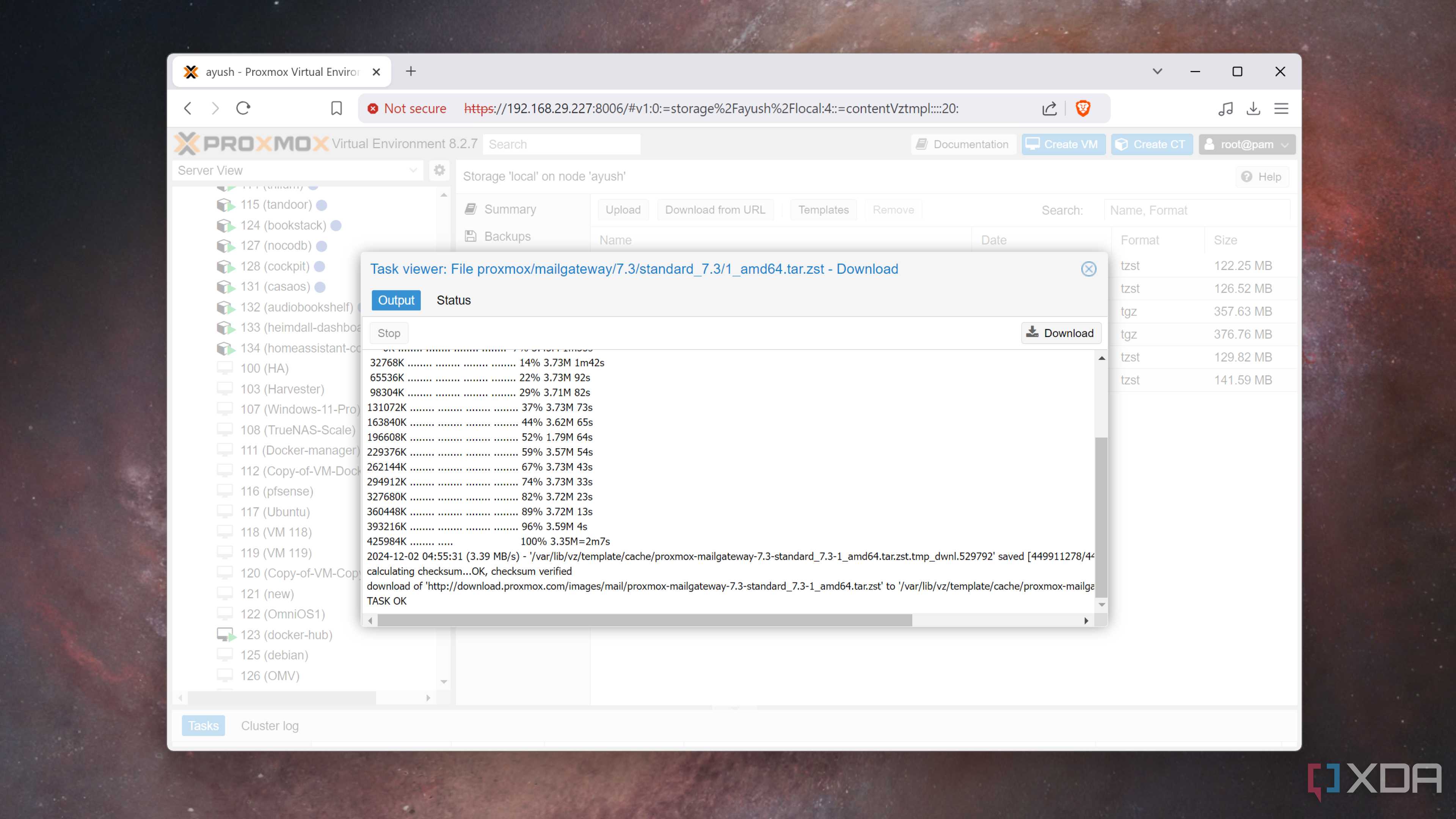 Downloading the Proxmox Mail Server LXC