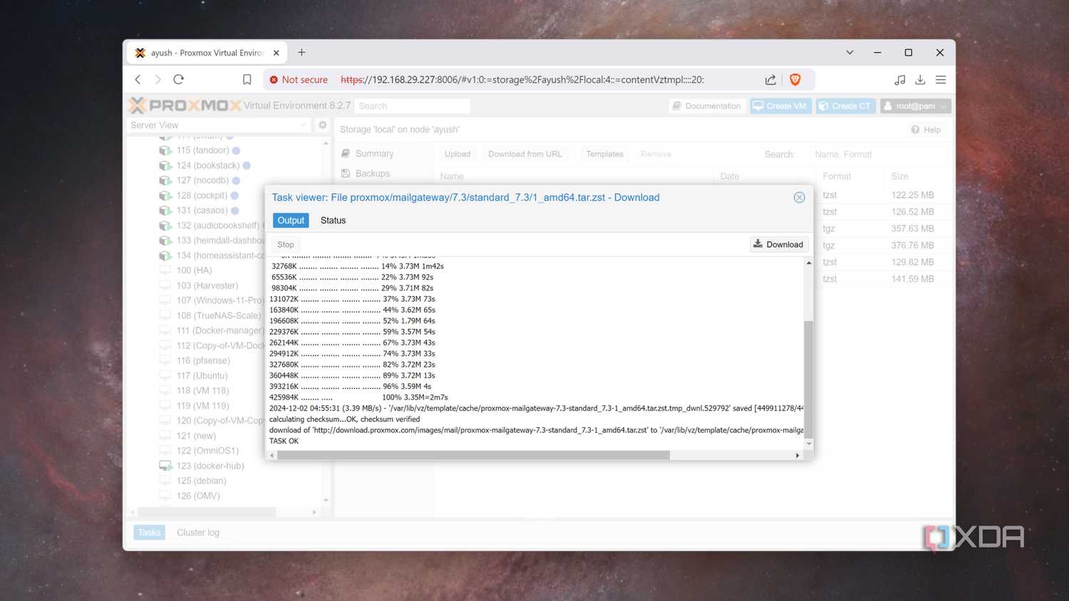 Downloading the Proxmox Mail Server LXC