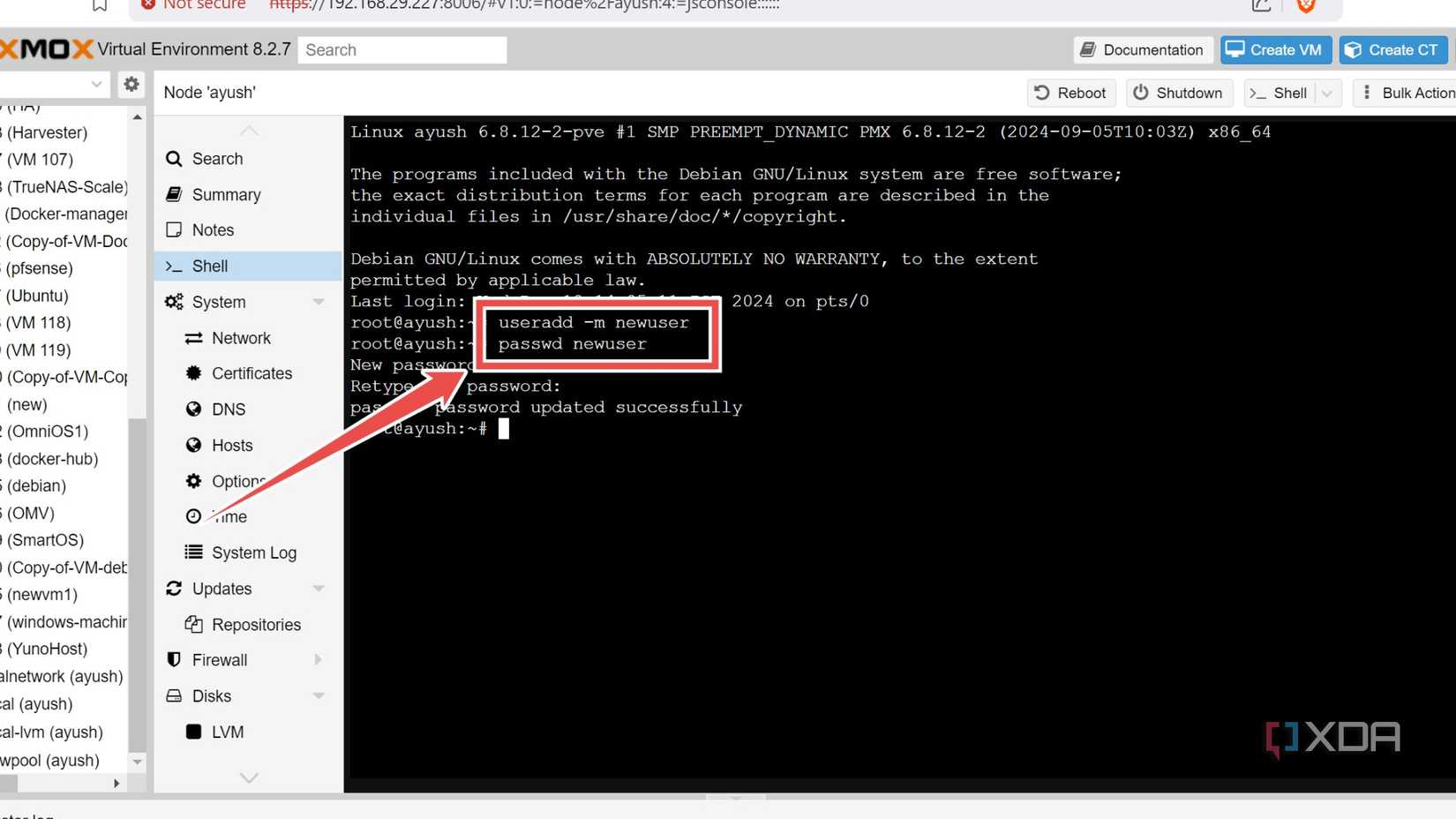 Creating a new user on Proxmox