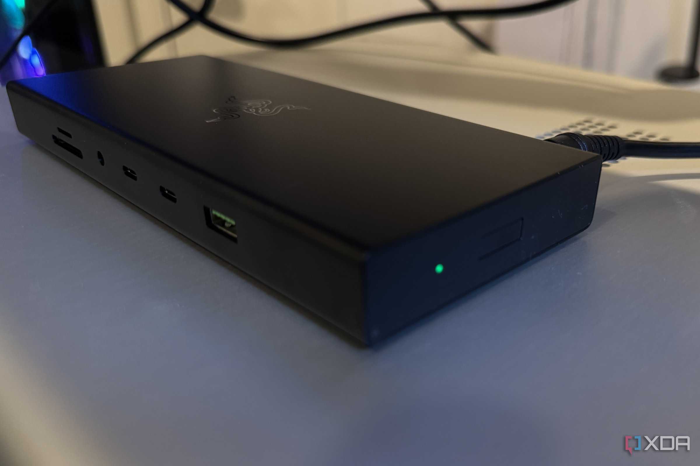 razer usb 4 dock shown powered on