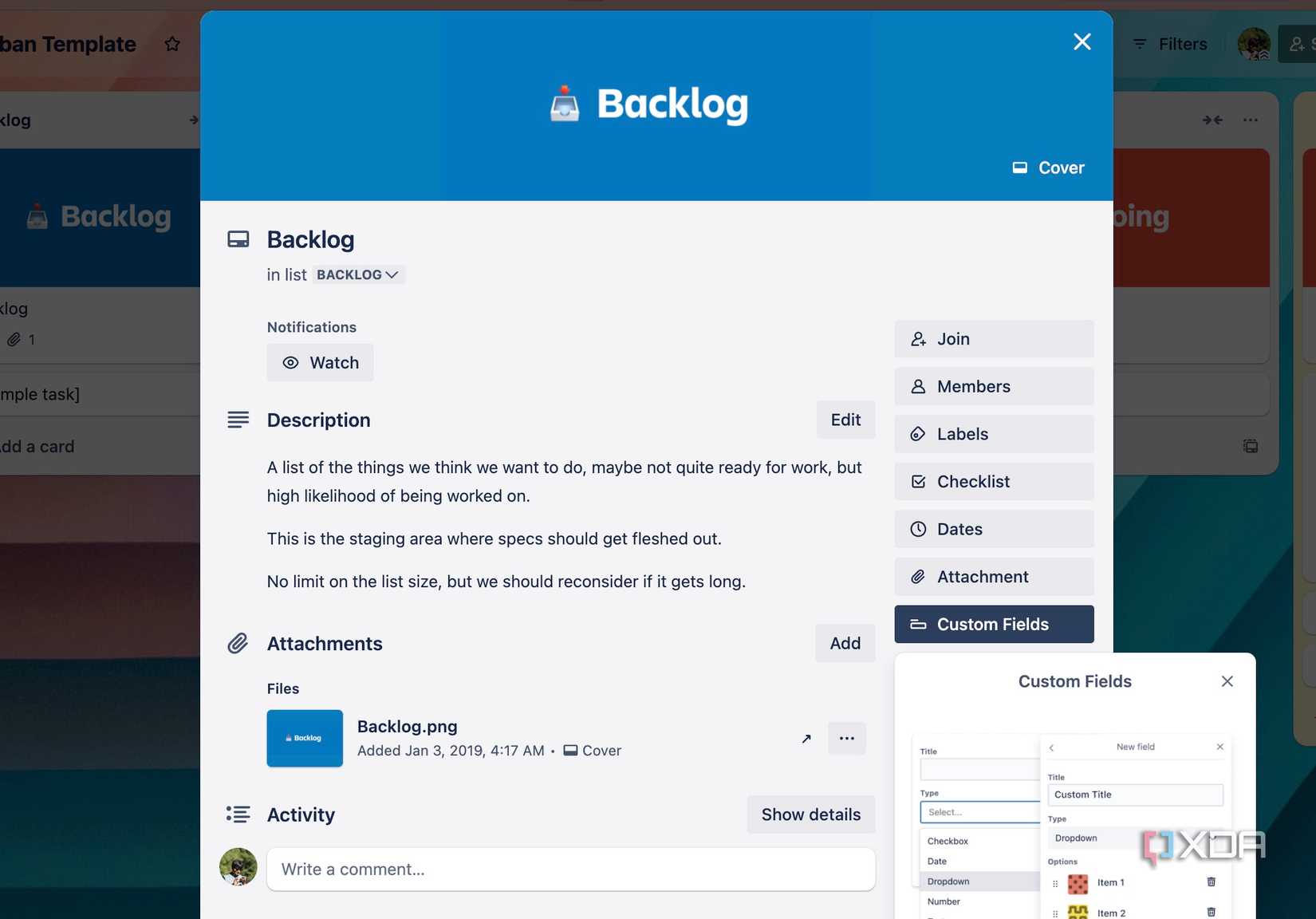 Trello card details