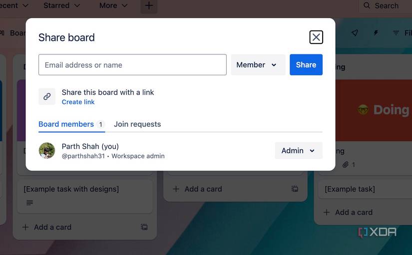 Trello sharing