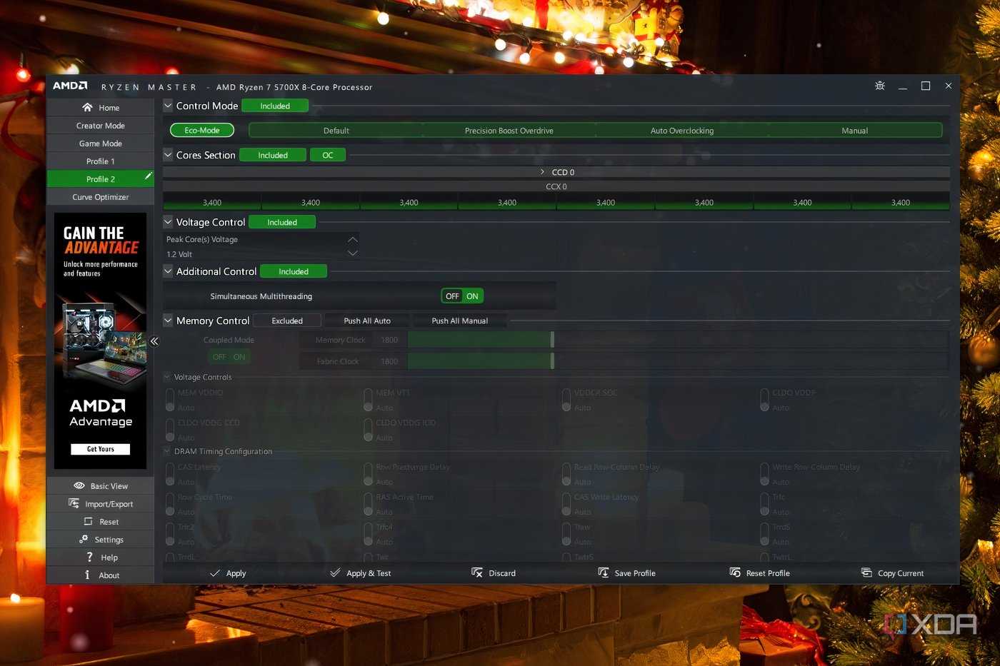 Screenshot of Ryzen Master showing Eco Mode