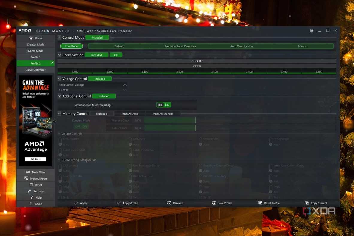 Screenshot of Ryzen Master showing Eco Mode