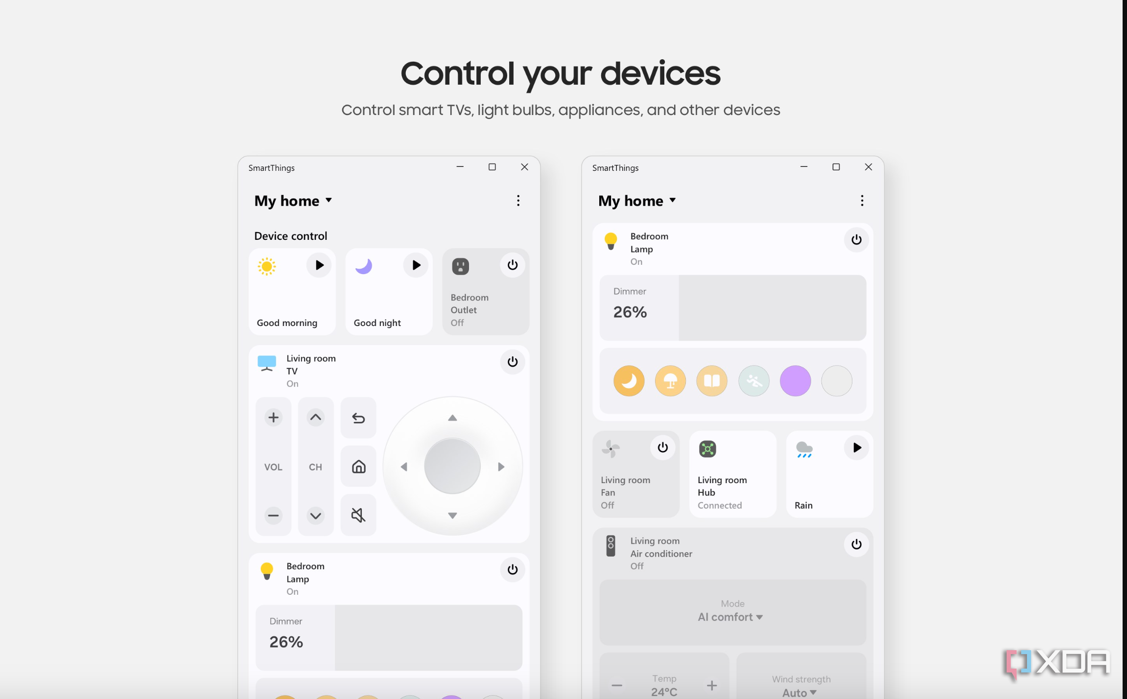 Samsung SmartThings interface