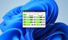 CrystalDiskMark test results for the Satechi Mini NVMe SSD enclosure on the Huawei MateBook X Pro