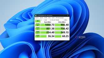 CrystalDiskMark test results for the Satechi Mini NVMe SSD enclosure on the Huawei MateBook X Pro