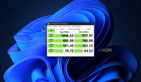 CrystalDiskMark test results for the Satechi Mini NVMe SSD enclosure on the Asus Zenbook S 14