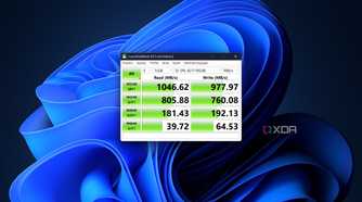 CrystalDiskMark test results for the Satechi Mini NVMe SSD enclosure on the Asus Zenbook S 14