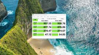 CrystalDiskMark test results for the Satechi Mini NVMe SSD enclosure on the Minisforum V3