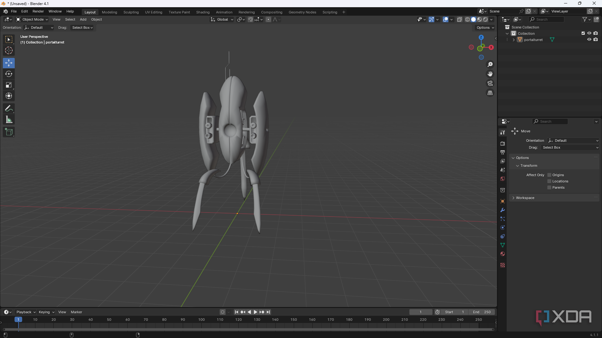 A 3D model of the Turret from Portal 2