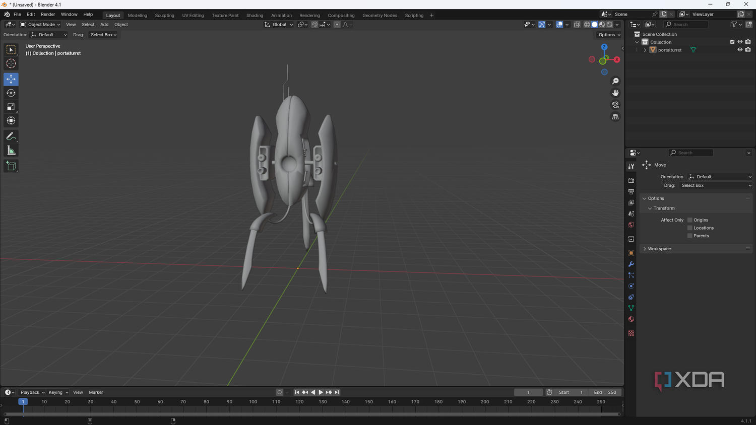 A 3D model of the Turret from Portal 2