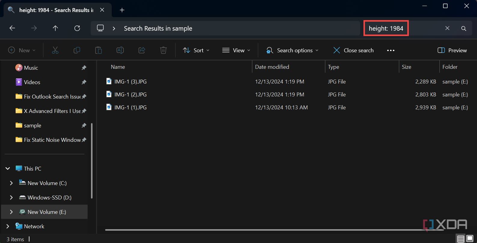 Find files in File Explorer