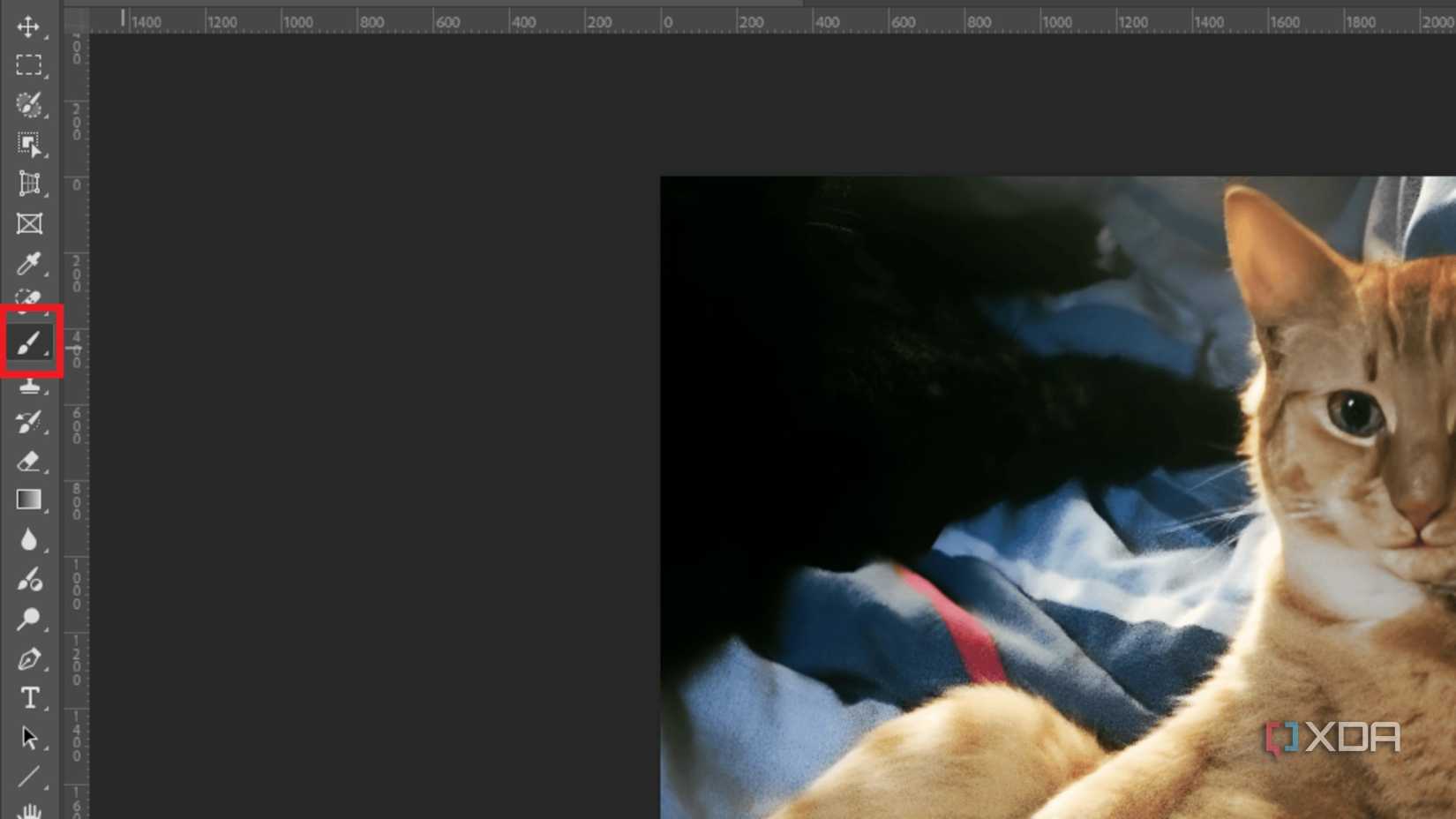 Selecting the Brush Tool in Photoshop