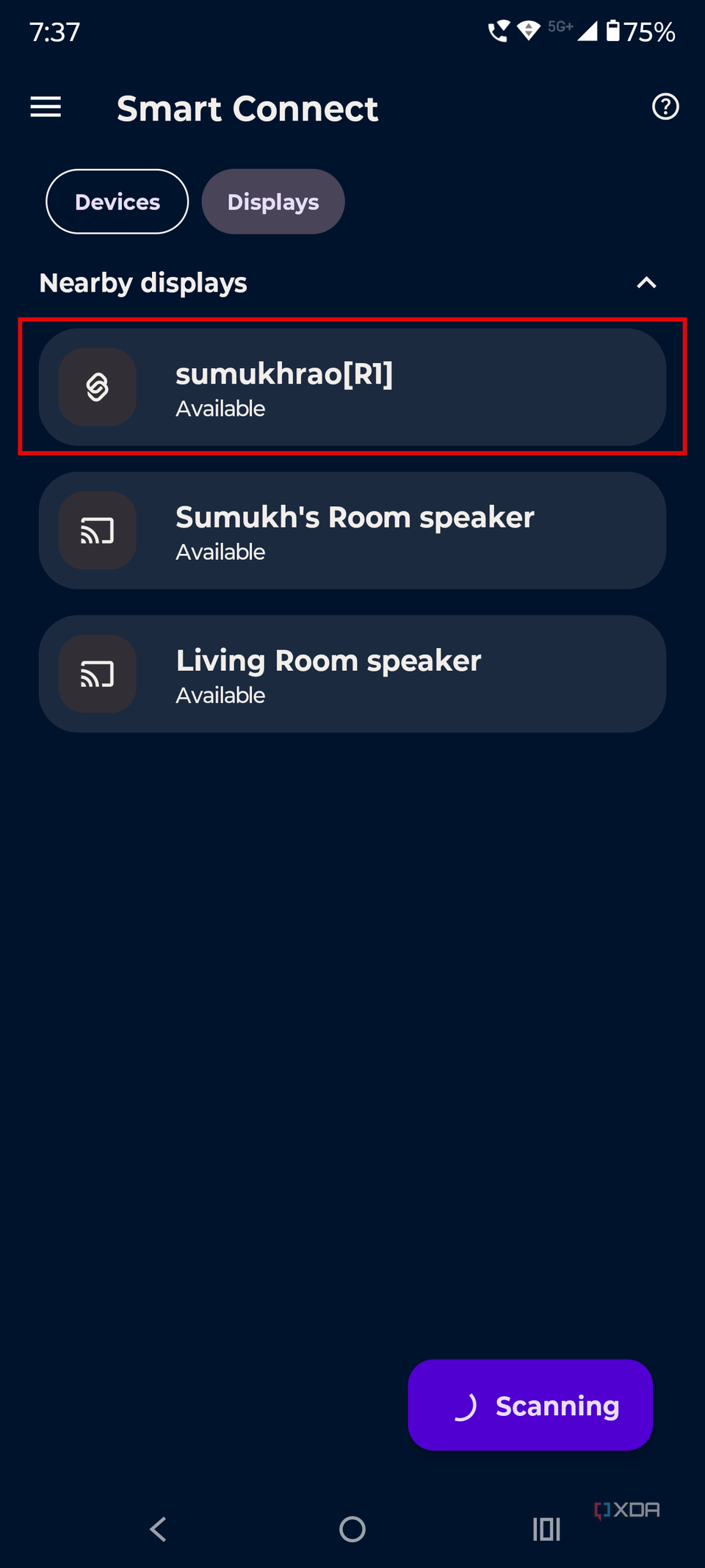 Select PC to cast on Android