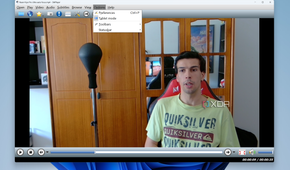Screenshot of SMPlayer playing a video and with the UI set to tablet mode