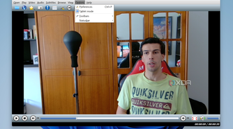Screenshot of SMPlayer playing a video and with the UI set to tablet mode