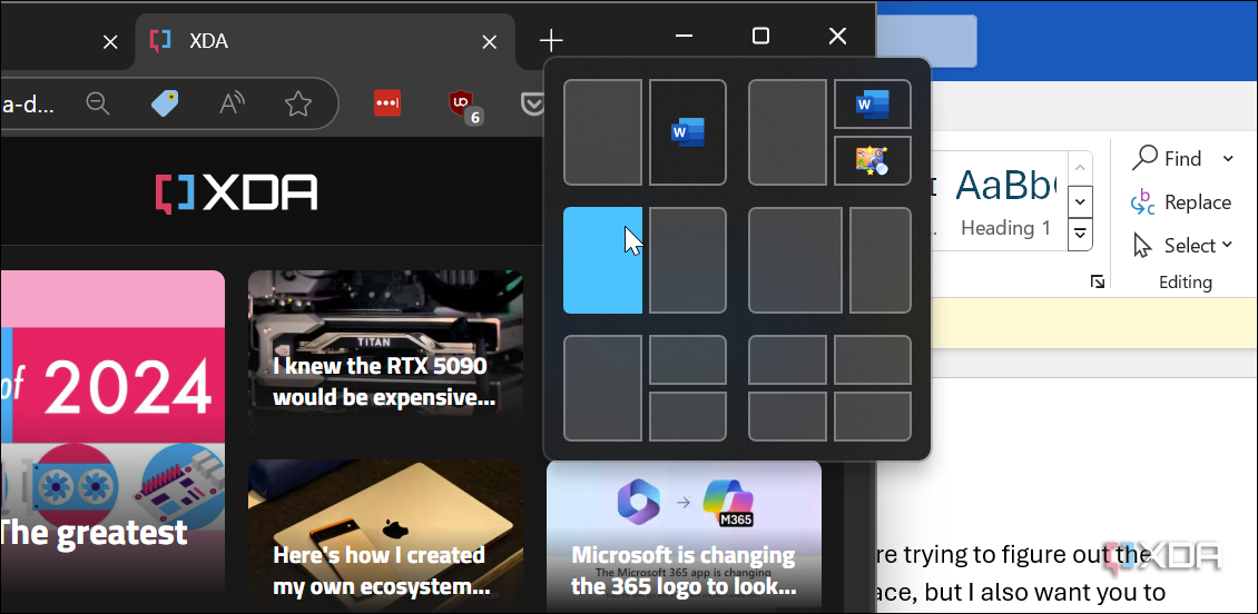 showing the snap layouts feature in Windows 11