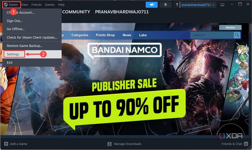 Access Steam Settings