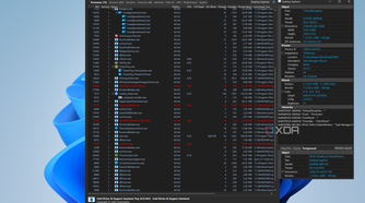 Screenshot of the processes tab in Task Manager DeLuxe with the desktop explorer overlay next to it