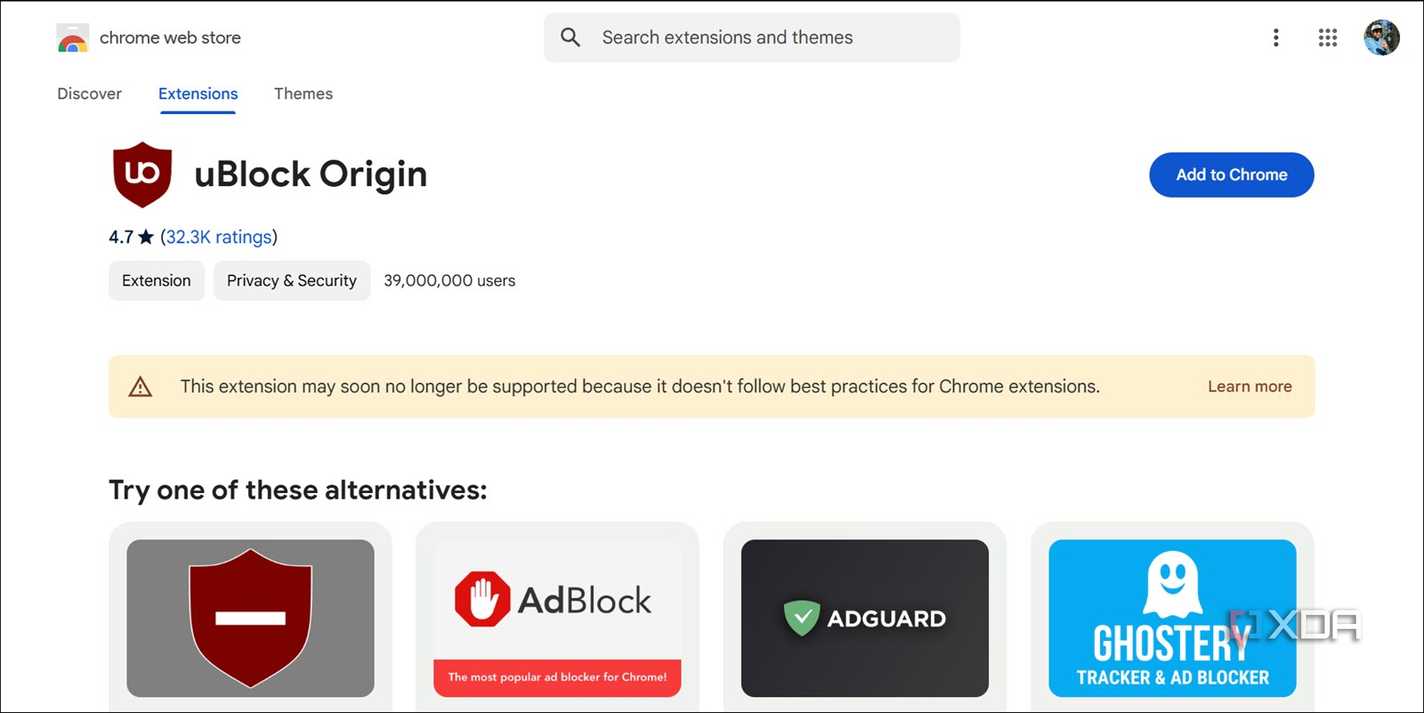 Ublock 5 Chrome extensions to replace ASAP