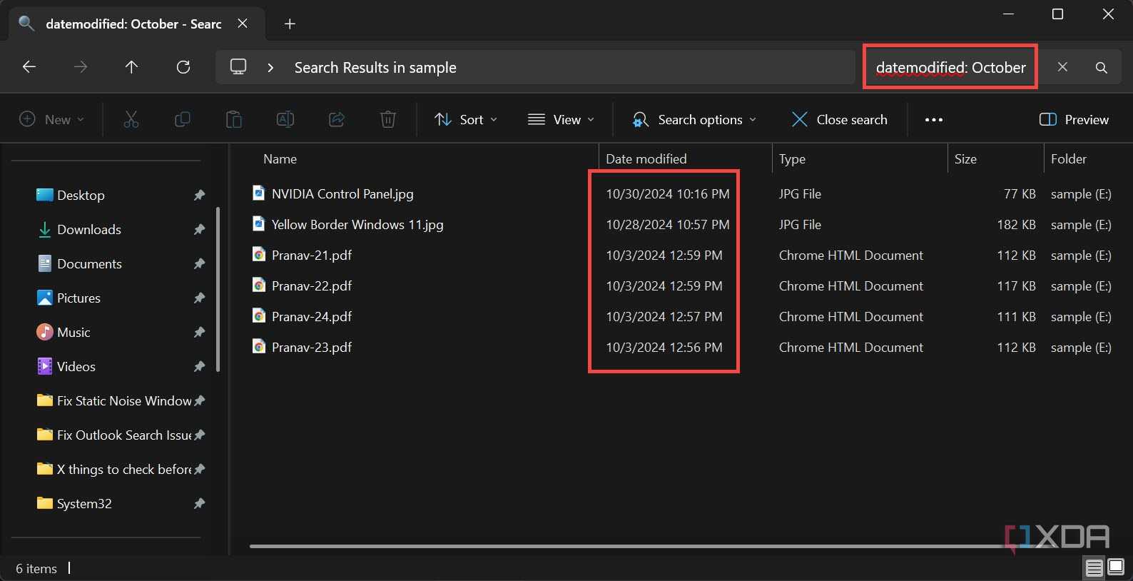 Using datemodified filter in search