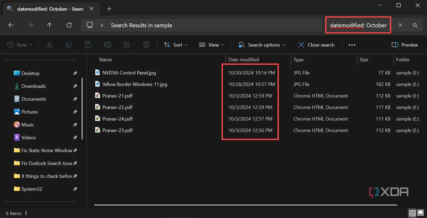 Using datemodified filter in search