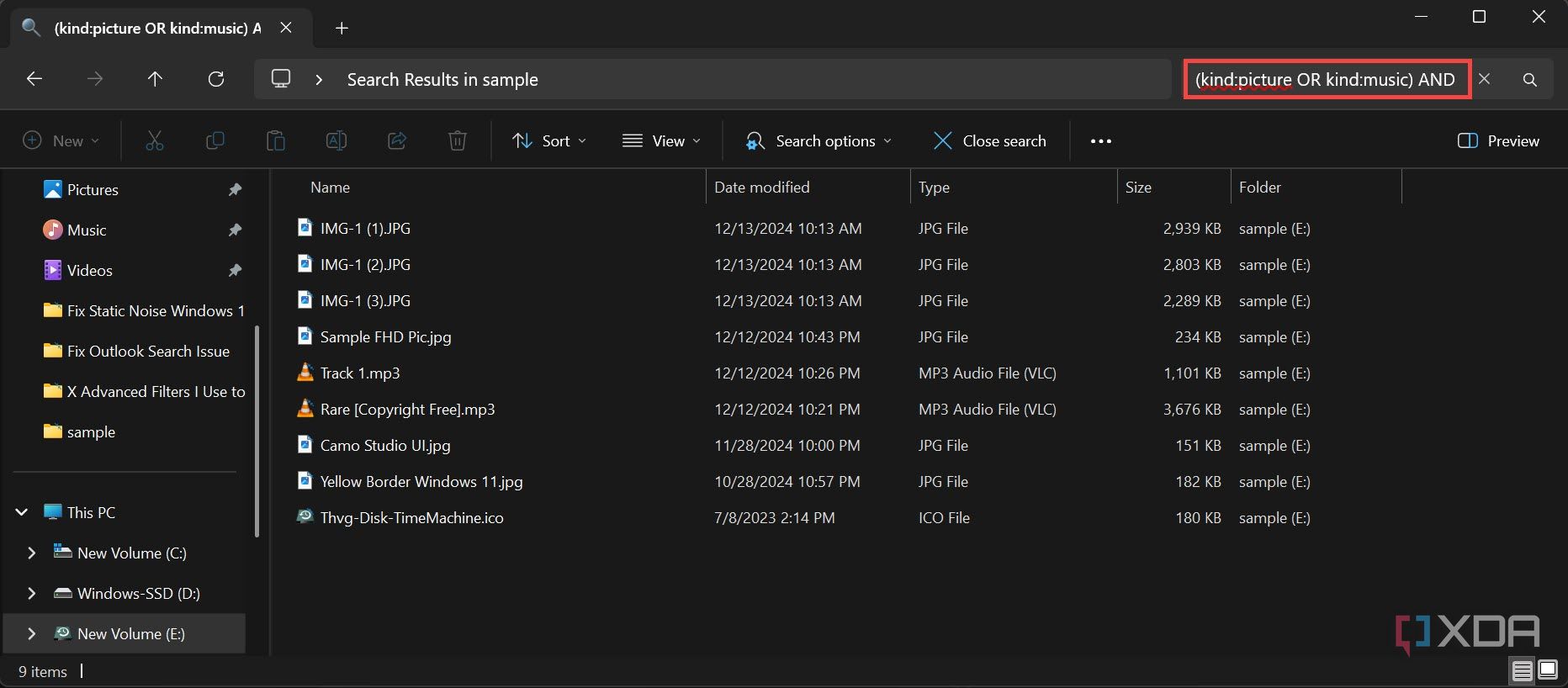 Find files in File Explorer