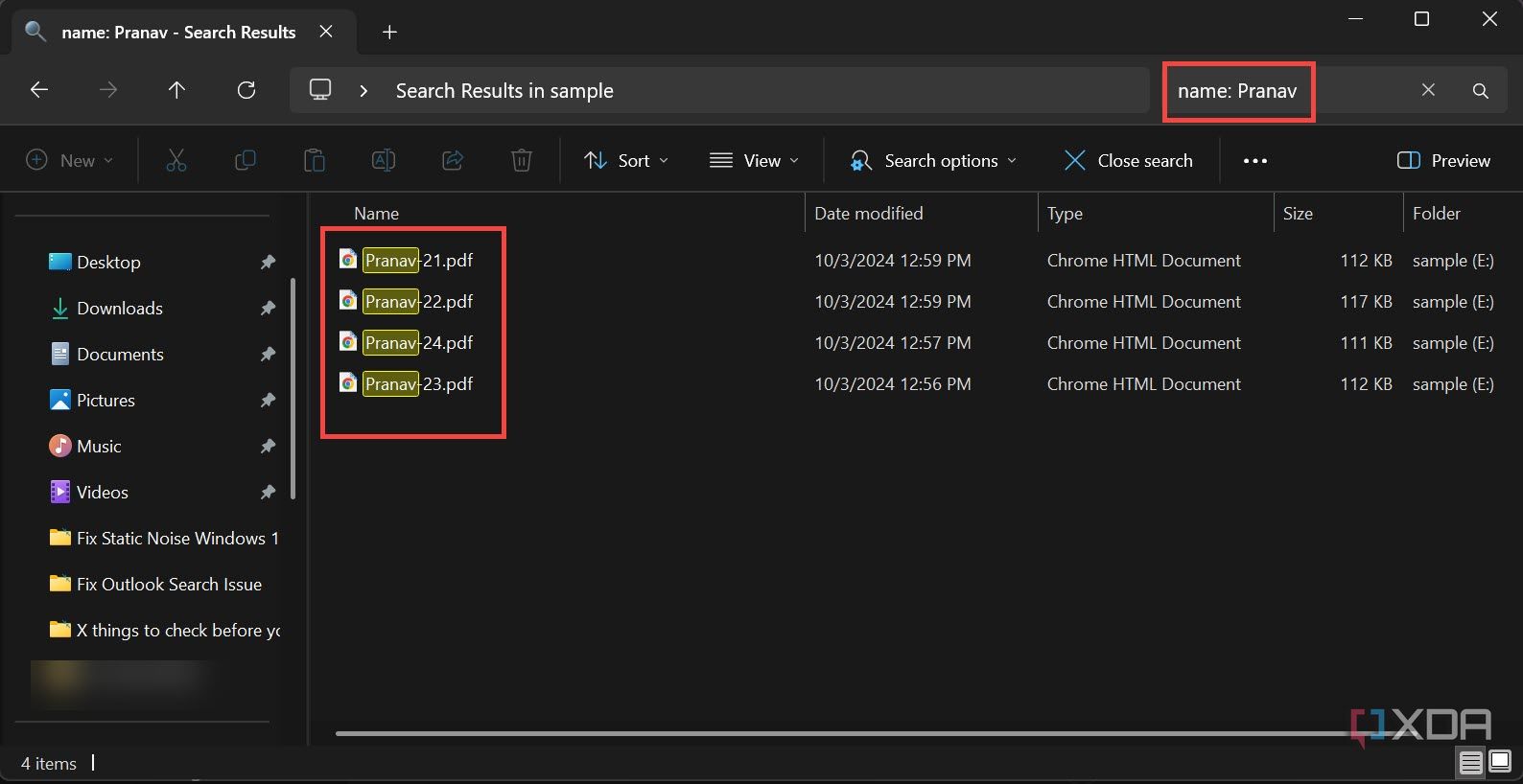 Find files in File Explorer