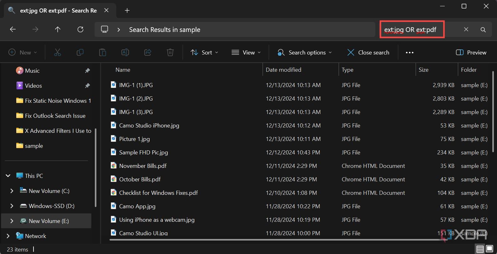 Find files in File Explorer