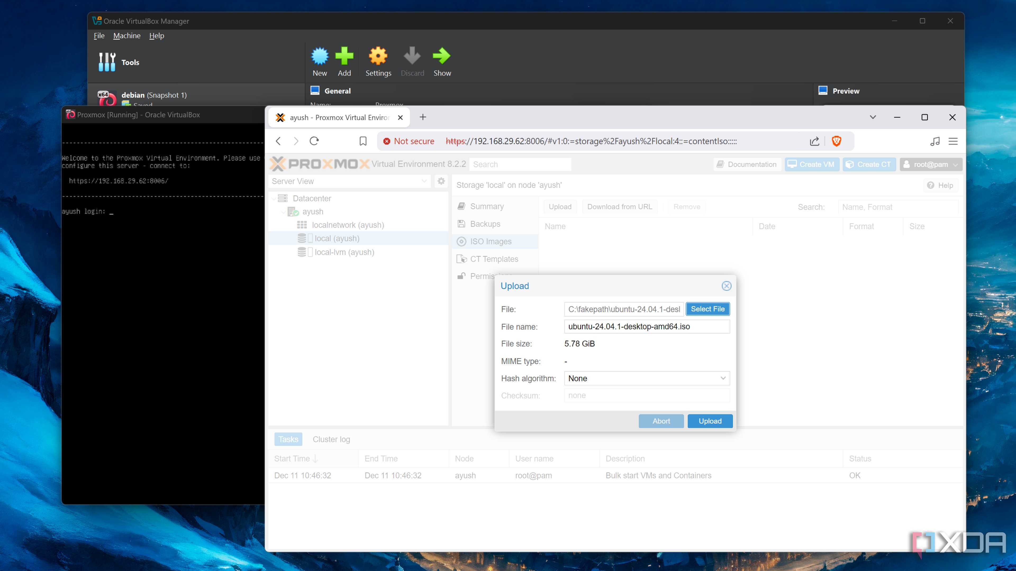 Uploading the Ubuntu ISO to Proxmox