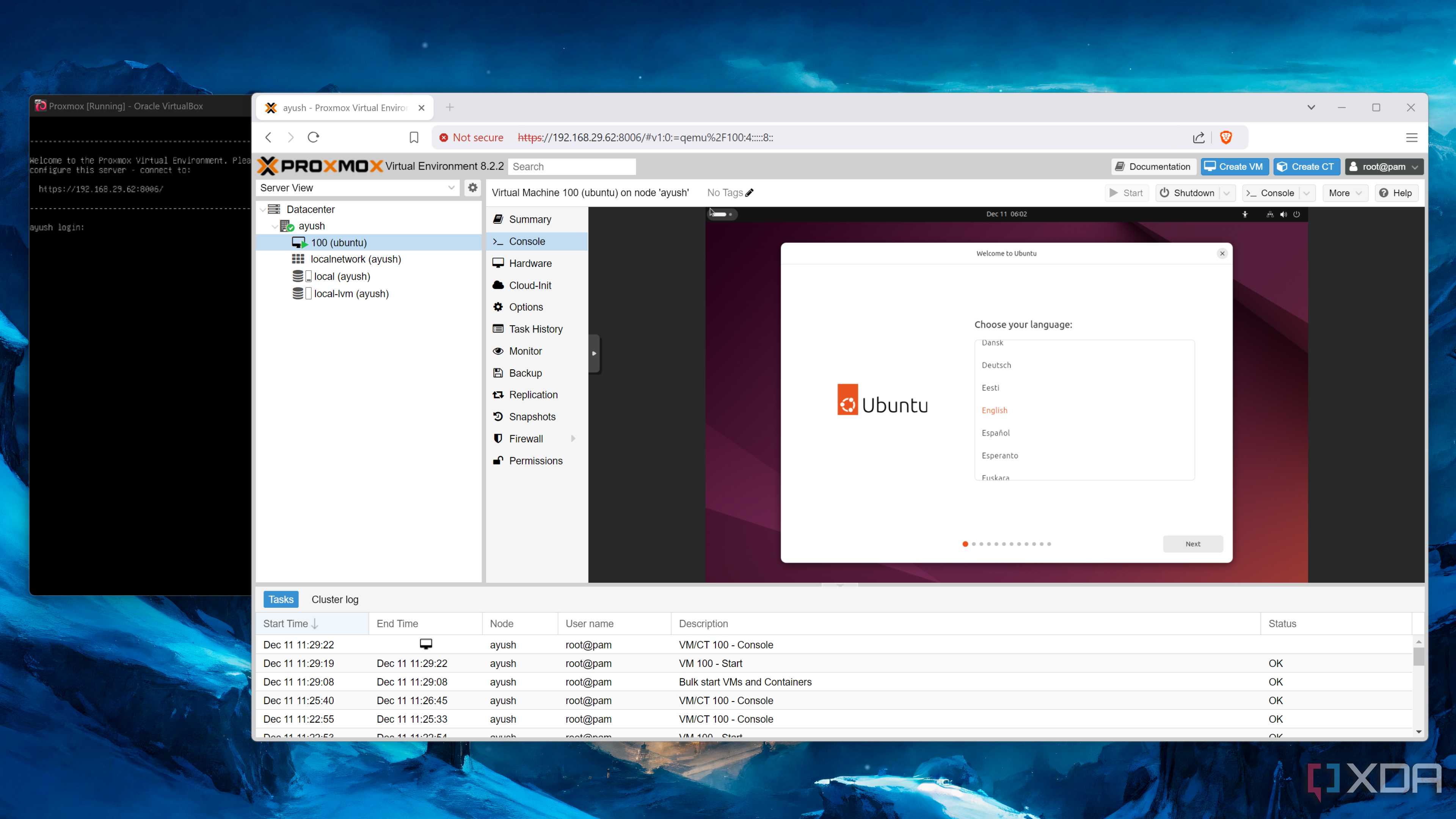 Running the Ubuntu VM in Proxmox