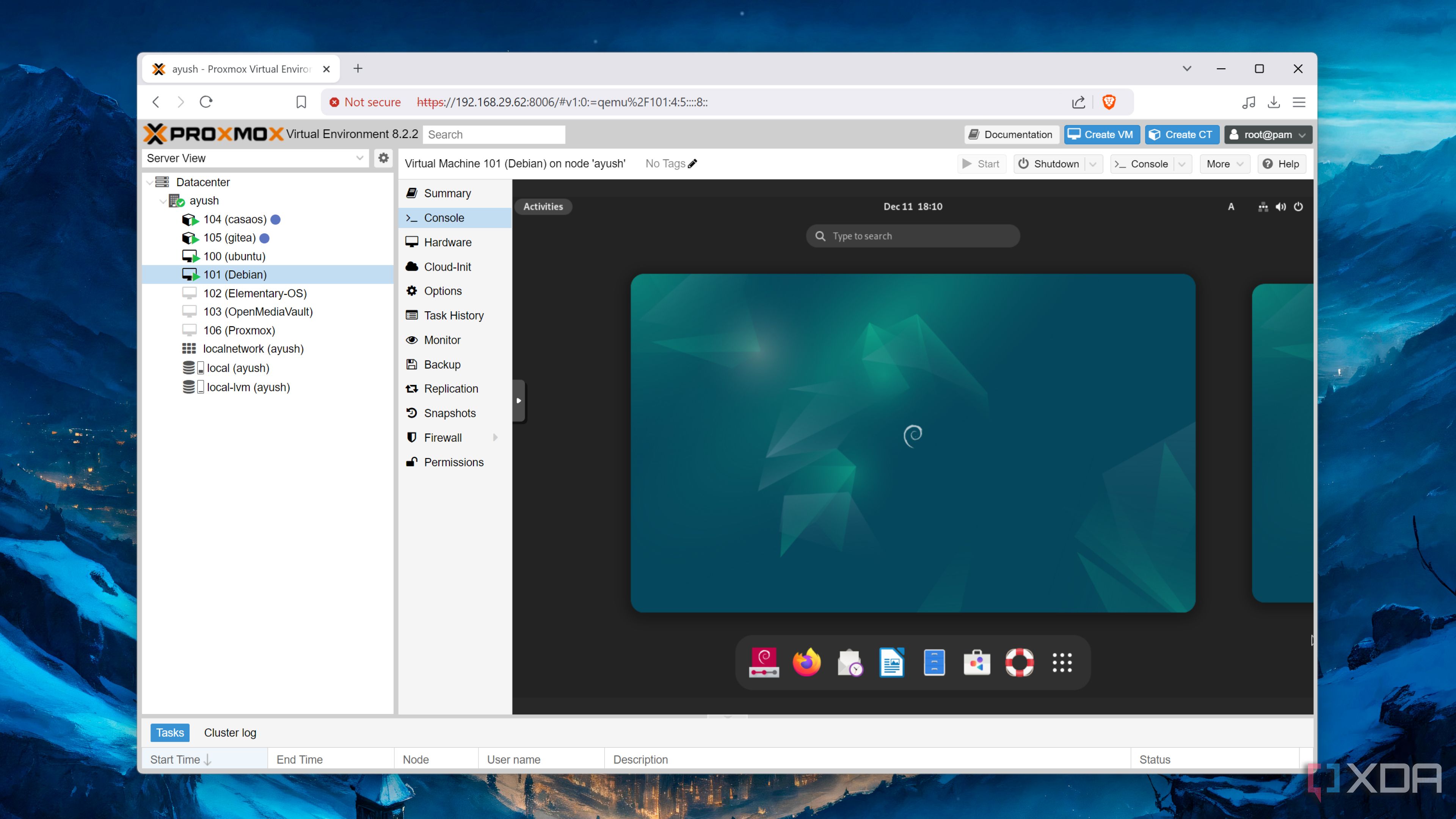 Running Debian inside a Proxmox VM