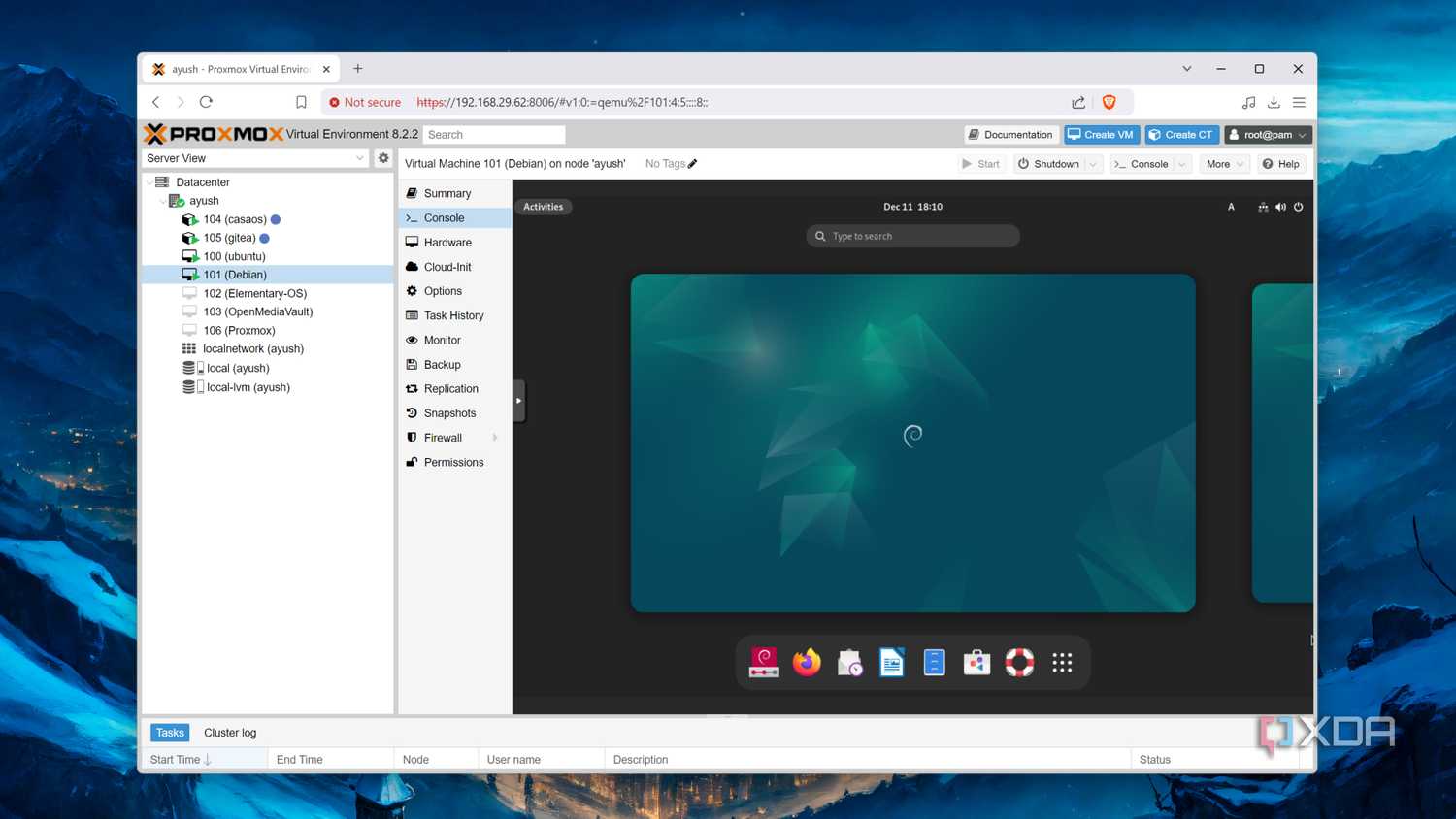 Running Debian inside a Proxmox VM