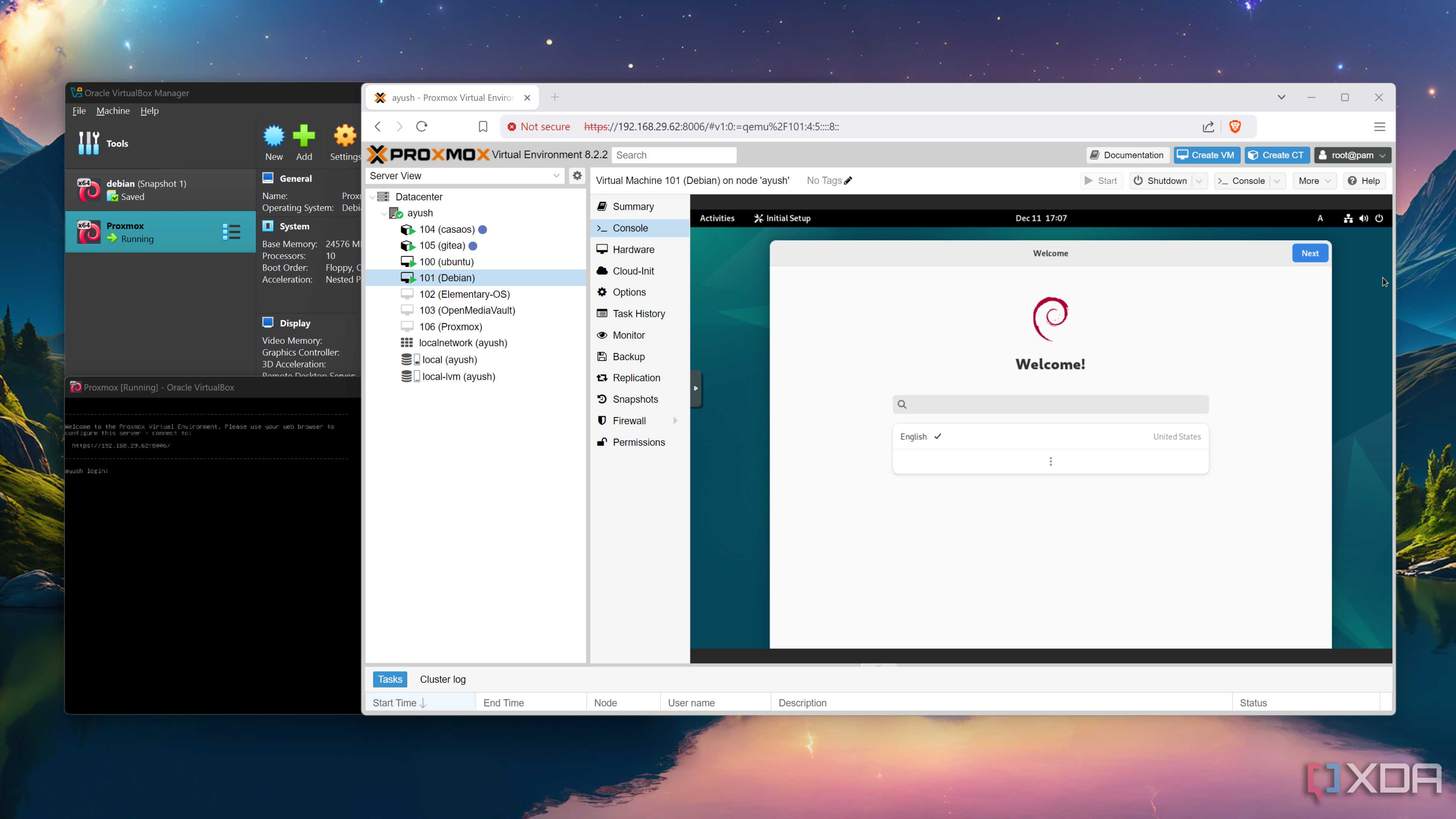Running a Debian VM inside a Proxmox VM