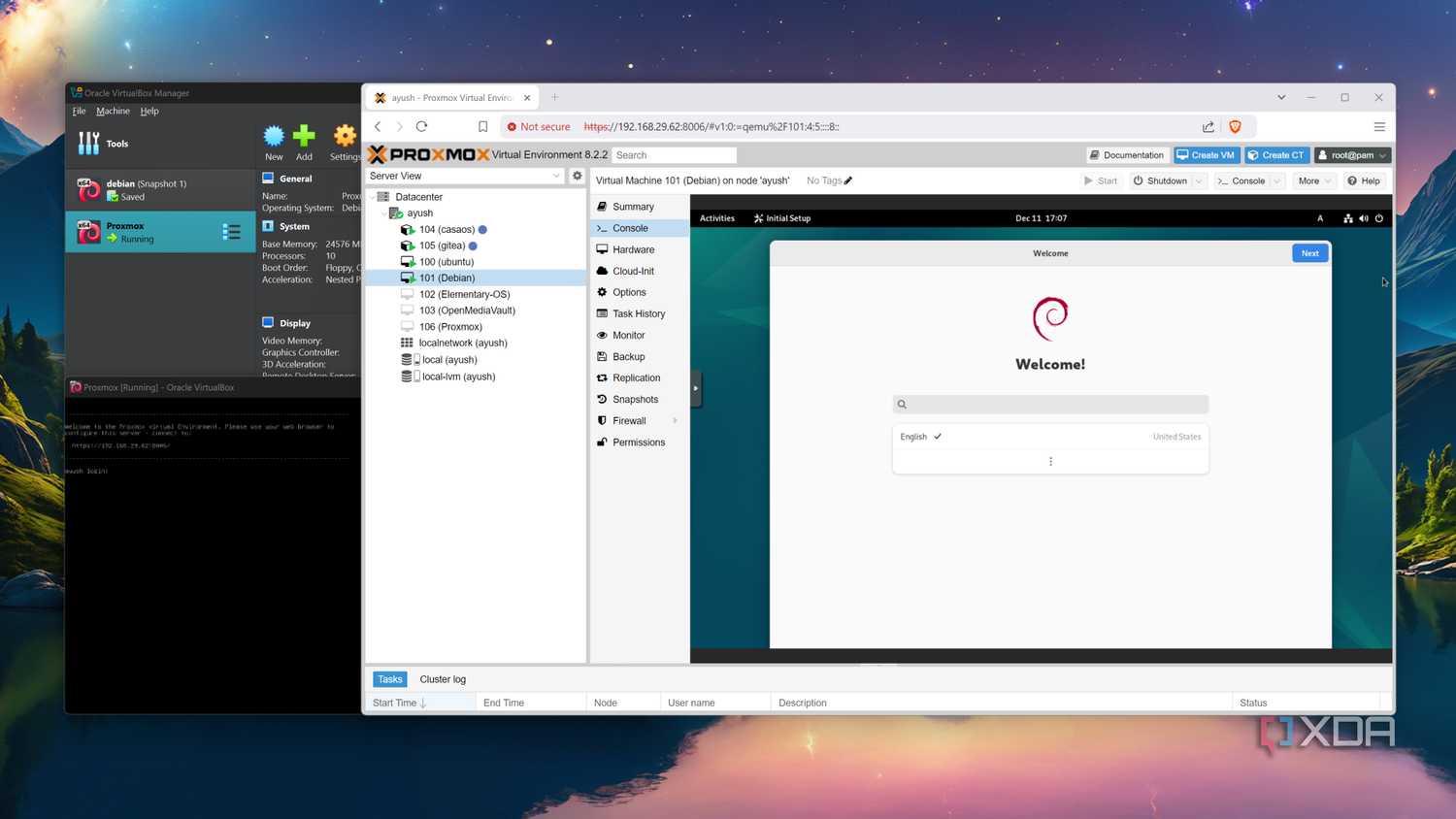 Running a Debian VM inside a Proxmox VM