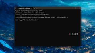 Running the commands to enable nested virtualization for a VirtualBox VM