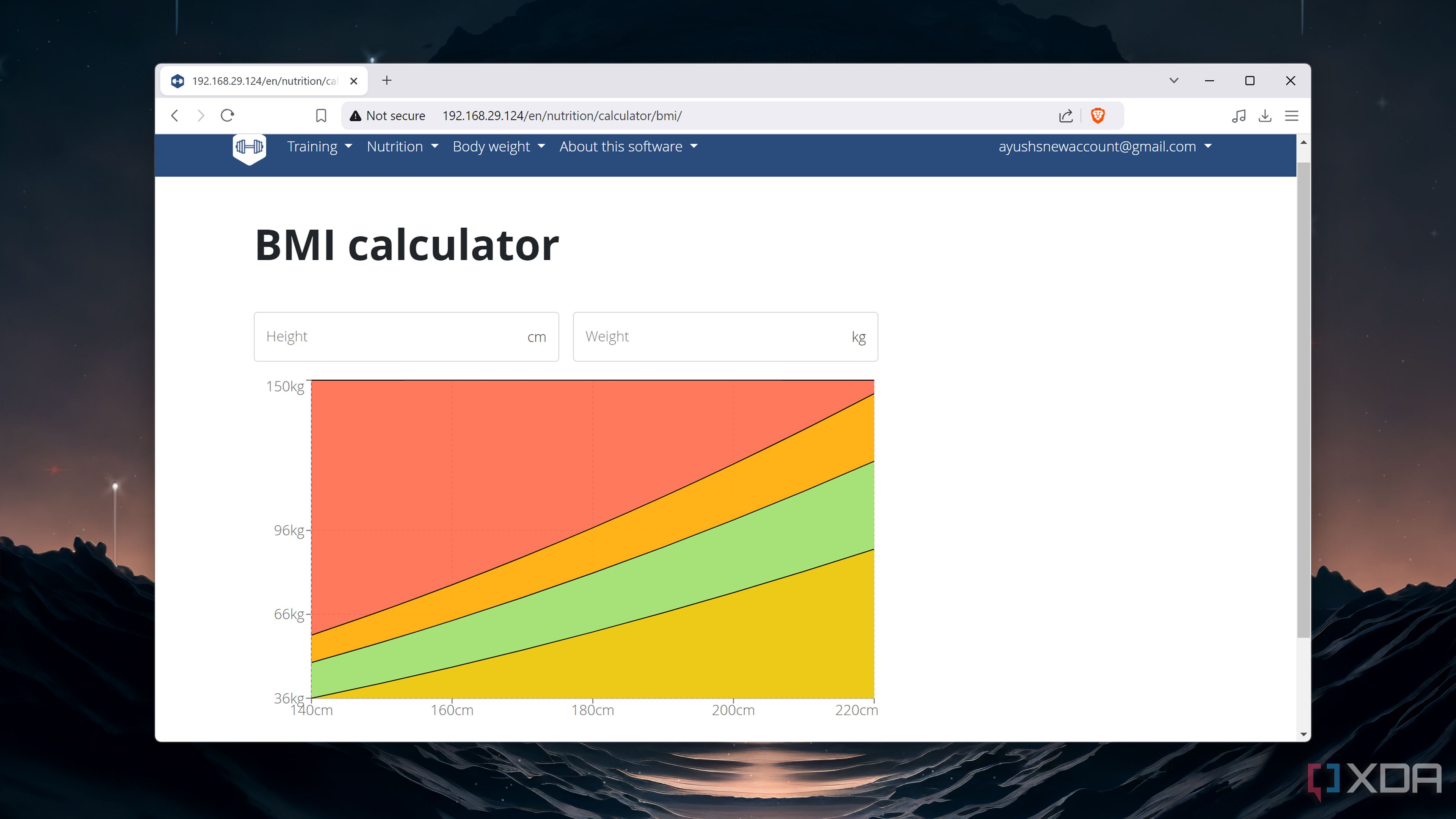The wger web UI