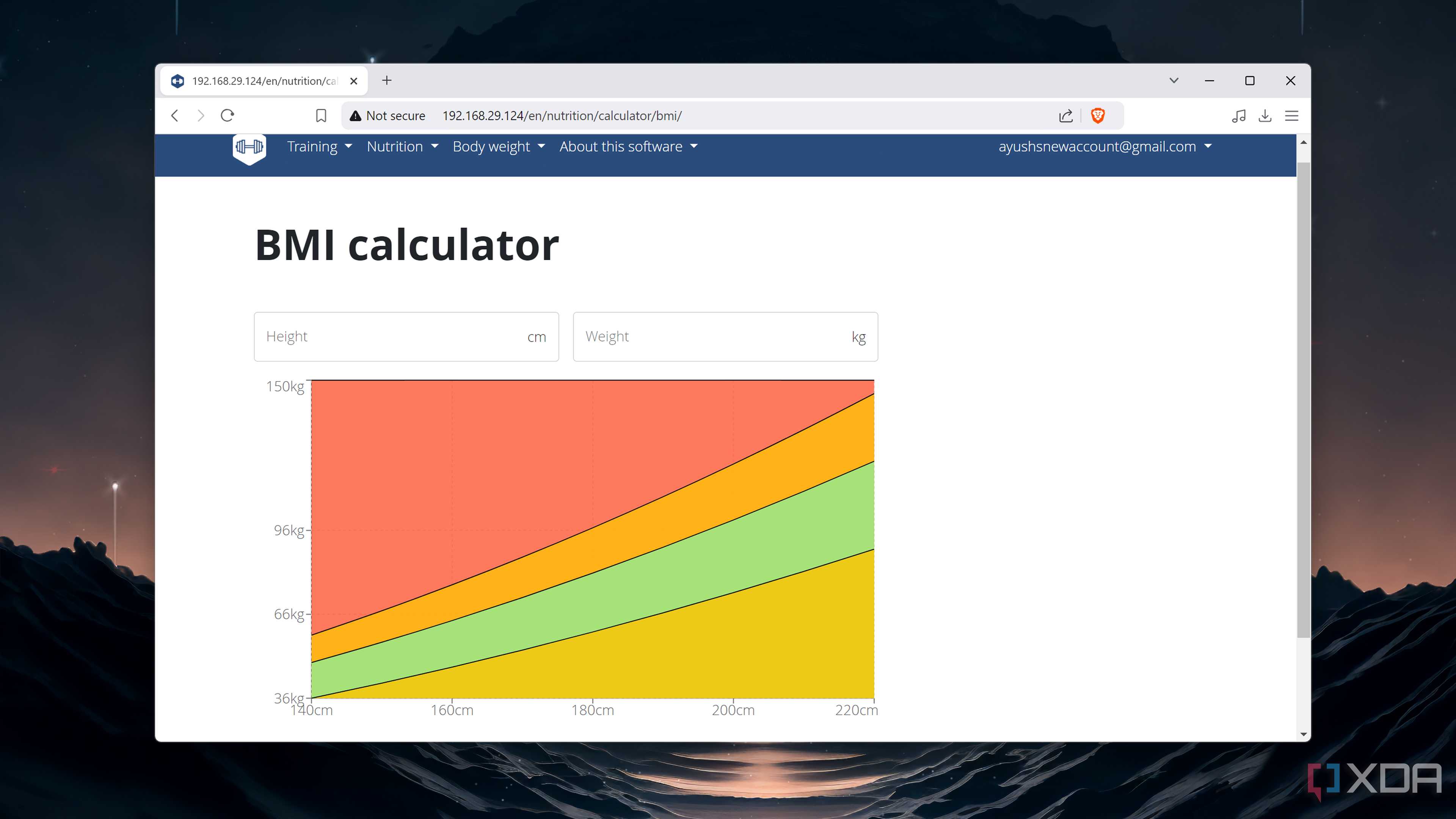 The wger web UI