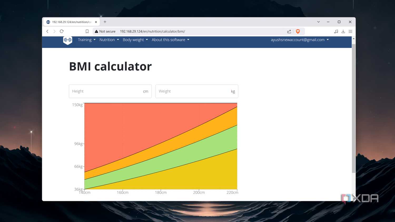 The wger web UI