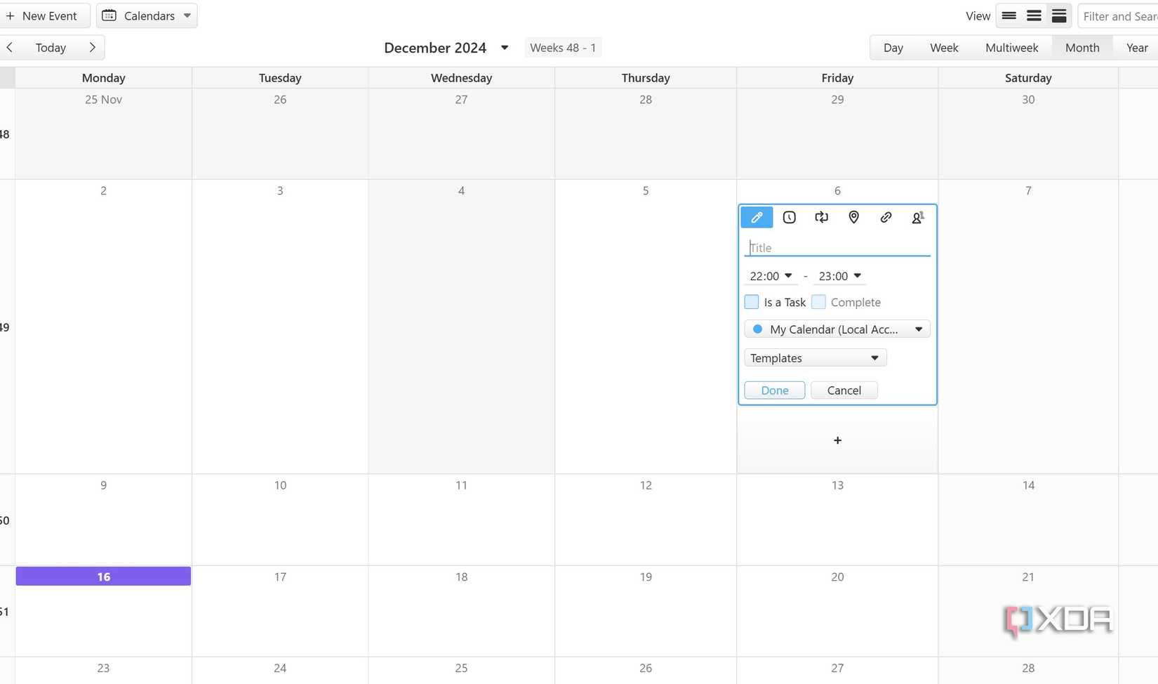 Vivaldi calendar