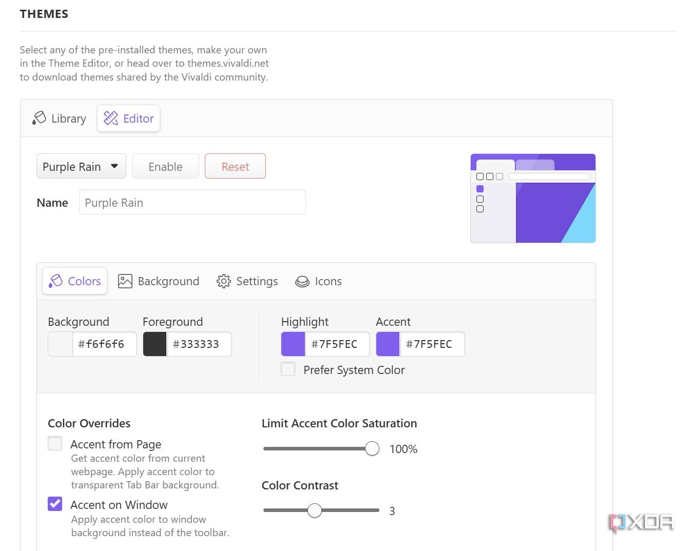 Vivaldi theme editor
