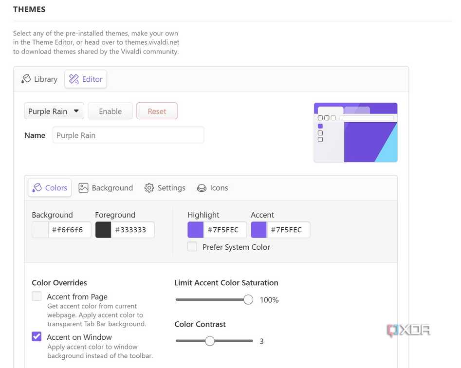 Vivaldi theme editor